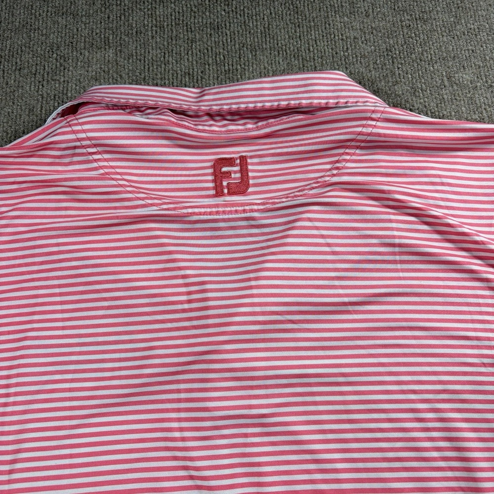 Footjoy FJ Mens Polo Shirt Size Xl Pink/white Stripped 2017 Shepherd Invitationa - Picture 8 of 9